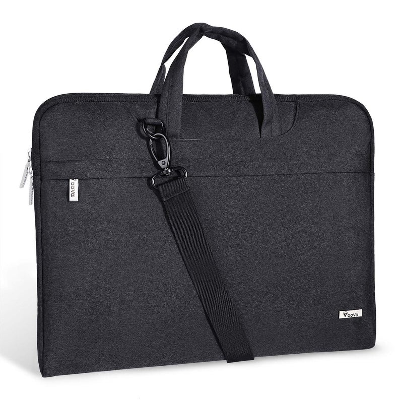 Voova Laptop Bag 17 17.3 Inch Waterproof Laptop Sleeve Case with Shoulder Straps & Handle, Computer Case Cover Slim Briefcase Compatible with 17-18â€ Hp Dell Asus Acer, Black - Image 1